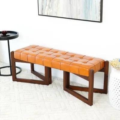 Rosemont Tan Leather Bench