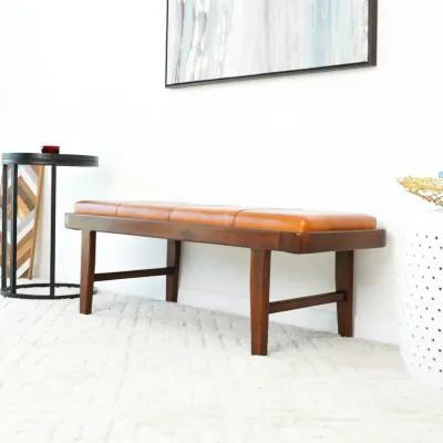 Maywood Tan Leather Bench