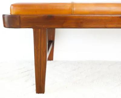 Maywood Tan Leather Bench