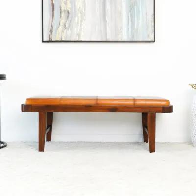 Maywood Tan Leather Bench