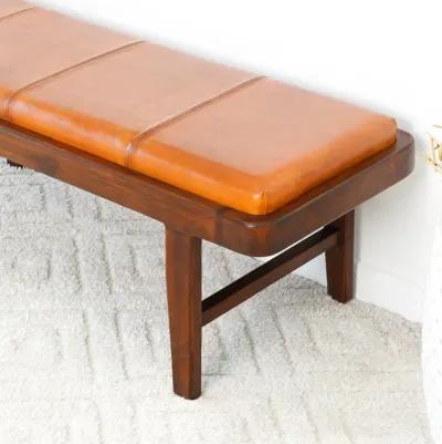 Maywood Tan Leather Bench