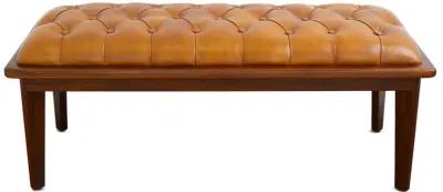 Arlington Tan Leather Bench w/Buttons