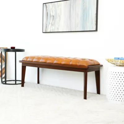 Arlington Tan Leather Bench w/Buttons