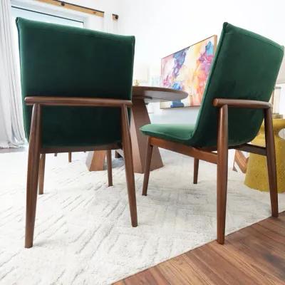 Moss Dark Green Velvet Dining Chair Set of 2