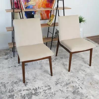 Moss Beige Velvet Dining Chair Set of 2