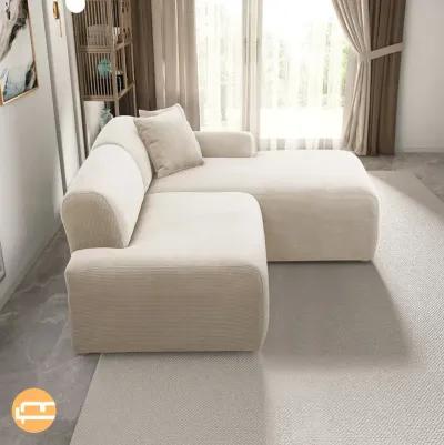 Dexter Cream Corduroy Sectional Right Facing Chaise