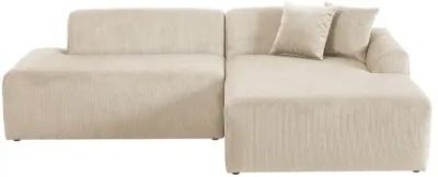 Dexter Cream Corduroy Sectional Right Facing Chaise