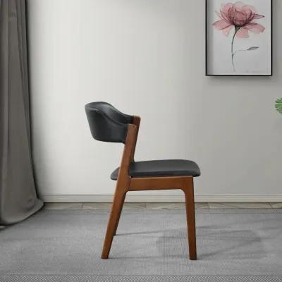 Elsa Black Leather Dining Chair Set of 2