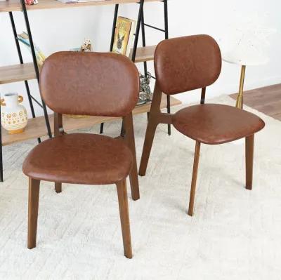 Kinsey Brown Leather Dining Chair Set of 2