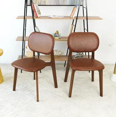 Kinsey Brown Leather Dining Chair Set of 2