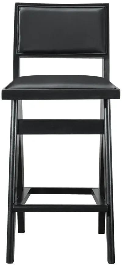 Kora Black Leather Bar Stool  Set of 2