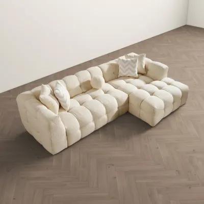 Aris Ivory Boucle Right Sectional Sofa