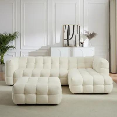 Mirage Cream Boucle Ottoman