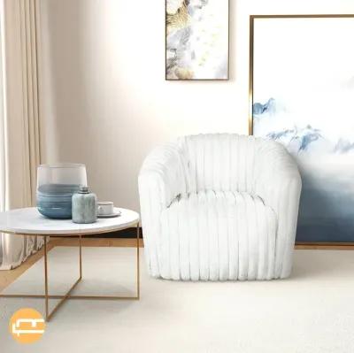 Mayfield White Soft Plush Fabric Swivel Chair