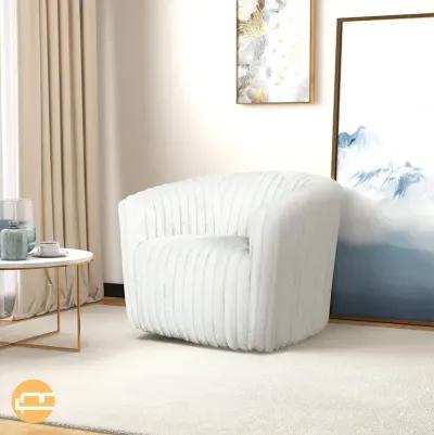 Mayfield White Soft Plush Fabric Swivel Chair