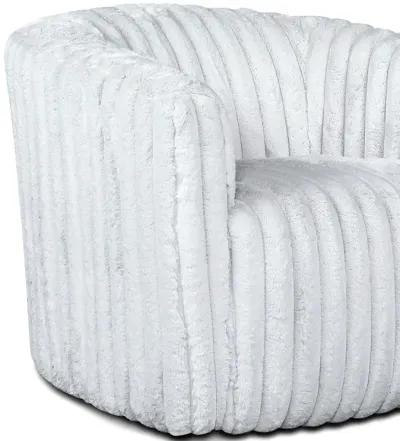 Mayfield White Soft Plush Fabric Swivel Chair