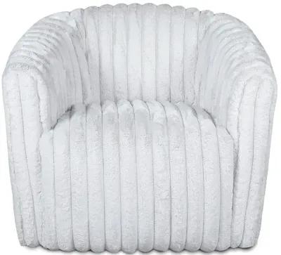 Mayfield White Soft Plush Fabric Swivel Chair