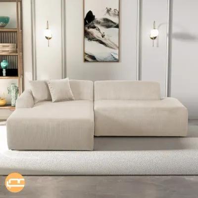 Dexter Cream Corduroy Sectional Left Facing Chaise