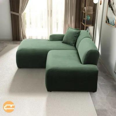 Dexter Green Corduroy Sectional Left Facing Chaise