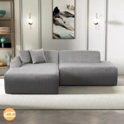 Dexter Light Grey Corduroy Sectional Left Facing Chaise