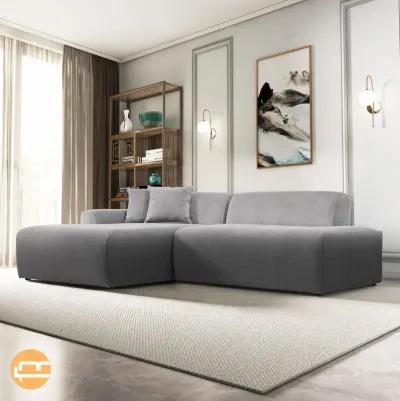 Dexter Light Grey Corduroy Sectional Left Facing Chaise