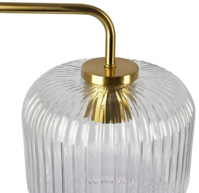 Haven Clear Glass Table Lamp, Gold Brush Metal and Marble Base, Button Control