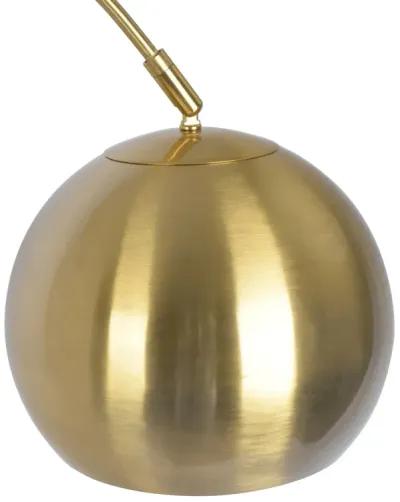 Oasis Long Arm Gold Brass Adjustable Floor Lamp with Round White Marble Base