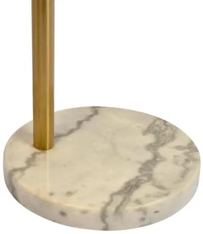 Oasis Long Arm Gold Brass Adjustable Floor Lamp with Round White Marble Base