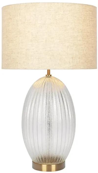 Aurora Ribbed Glass Lamp Base Clear  Table Lamp Large Linen Shade