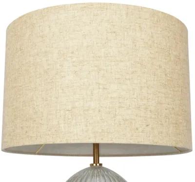 Aurora Ribbed Glass Lamp Base Clear  Table Lamp Large Linen Shade