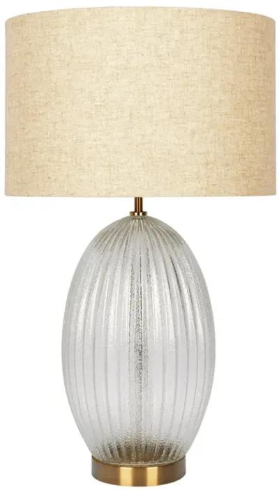 Aurora Ribbed Glass Lamp Base Clear  Table Lamp Large Linen Shade