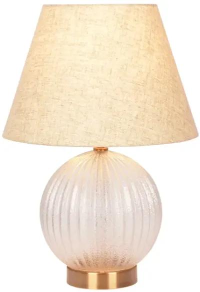 Serenity Round Ribbed Glass Lamp Base Clear  Table Lamp Large Linen Shade