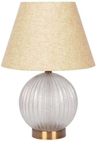 Serenity Round Ribbed Glass Lamp Base Clear  Table Lamp Large Linen Shade