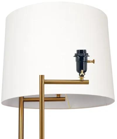 Zenith Offset Brass Base Floor Lamp with Drum-shaped Linen Shade