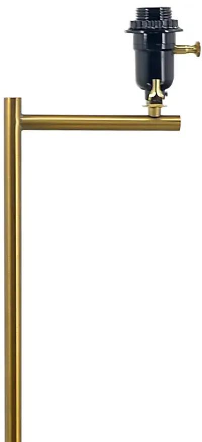 Zenith Offset Brass Base Floor Lamp with Drum-shaped Linen Shade