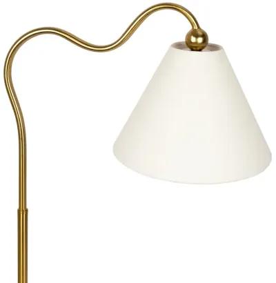 Ornate Brass Ring Base Table Lamp with Triangle White Drum Shade