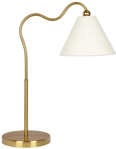 Ornate Brass Ring Base Table Lamp with Triangle White Drum Shade