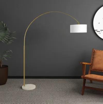 Ambient Arch Gold Brass Floor Lamp with Large Linen Shade