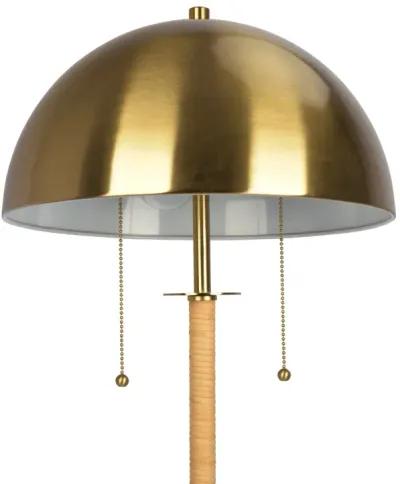 Allure 2-Light Floor Lamp, Gold Brass, Natural Rattan Tube , Double On/Off Pull Chain