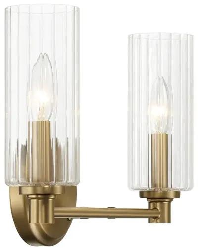 Regal Double Light Vanity With Clear Ribbed Glass - Satin Brass