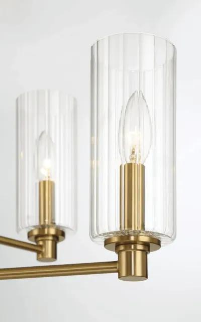 Timeless Six Lights Chandelier With Clear Ribbed Glass - Satin Brass