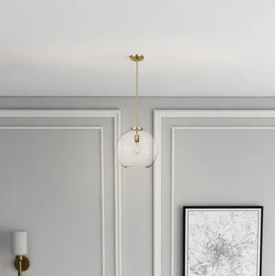 Gleam Single Light Pendant Lamp With Clear Globe Glass - Satin Brass