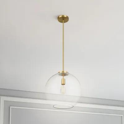 Gleam Single Light Pendant Lamp With Clear Globe Glass - Satin Brass