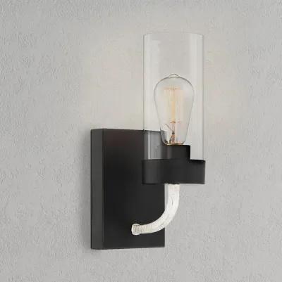 Zephyr Single Light Sconce With Clear Glass Metal Black Finish