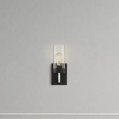 Zephyr Single Light Sconce With Clear Glass Metal Black Finish