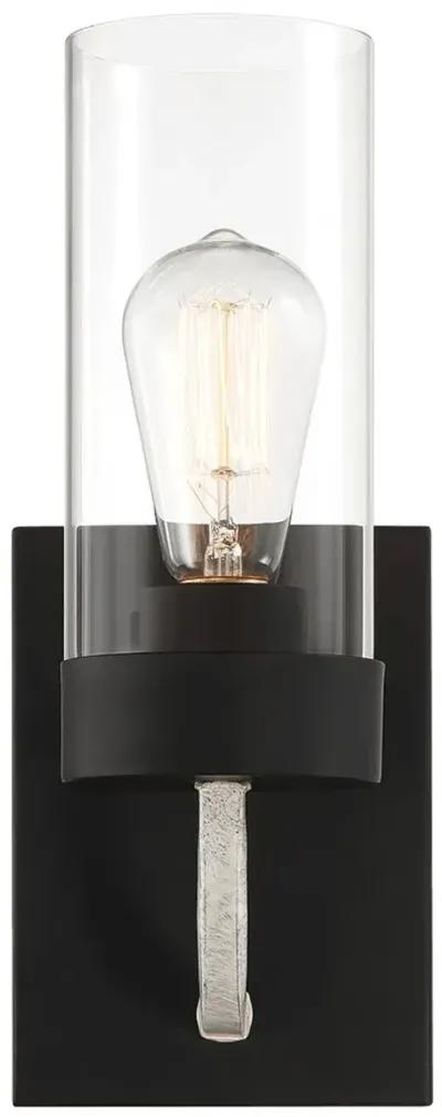 Zephyr Single Light Sconce With Clear Glass Metal Black Finish