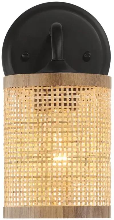 Reef Single Lights Wall Sconce With Natural Rattan Shade Rustic Wicker Wall Light