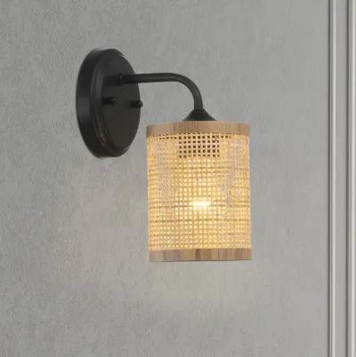 Reef Single Lights Wall Sconce With Natural Rattan Shade Rustic Wicker Wall Light