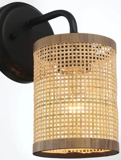 Reef Single Lights Wall Sconce With Natural Rattan Shade Rustic Wicker Wall Light