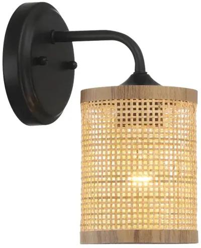 Reef Single Lights Wall Sconce With Natural Rattan Shade Rustic Wicker Wall Light